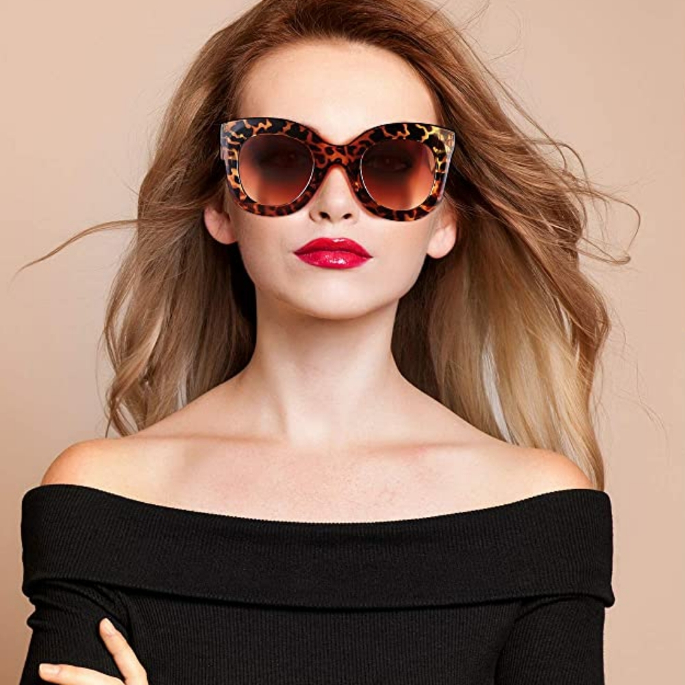 NWOT Oversized Cat Eye Tortoise Sunglasses Vintage Style - Picture 5 of 5